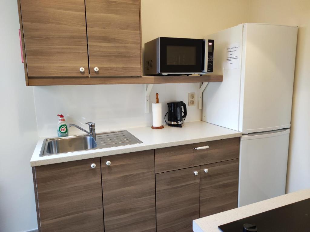Kuchyň nebo kuchyňský kout v ubytování B&B Het Polderhof