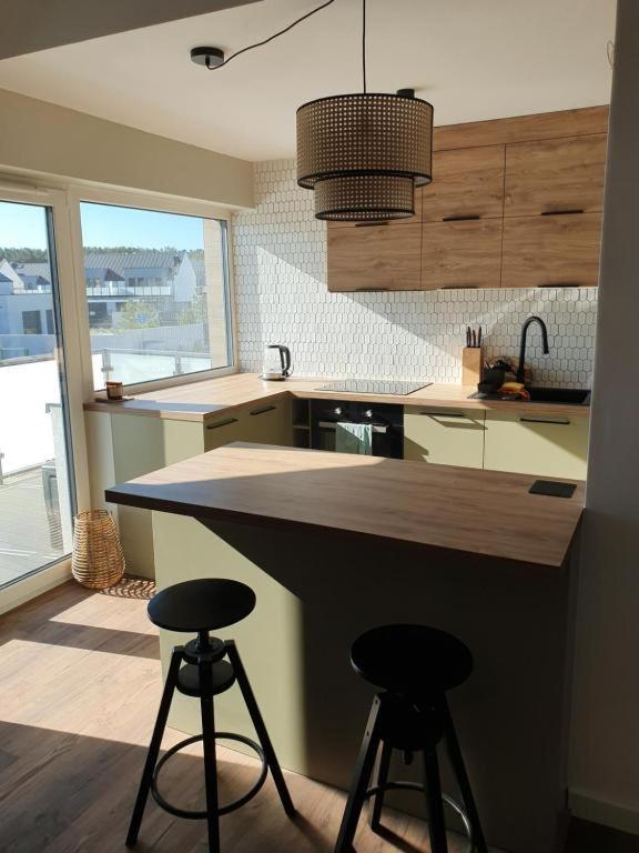 Kuchyň nebo kuchyňský kout v ubytování Apartament Piaskowa Duna