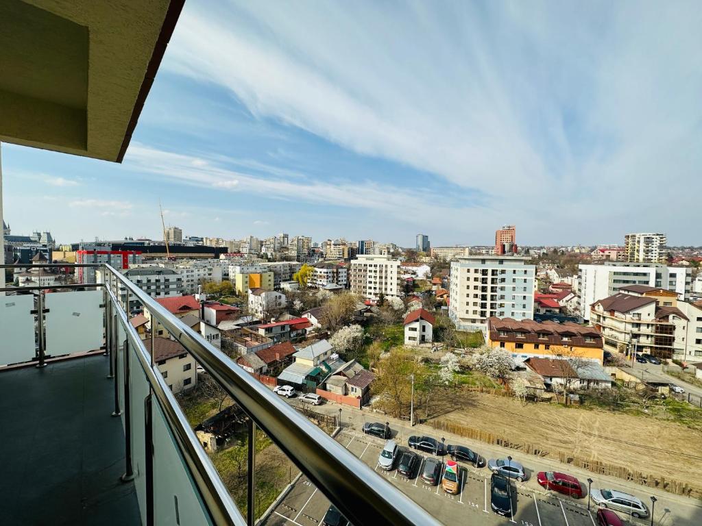 a view of a city from a balcony at Luxury Studios in Iaşi