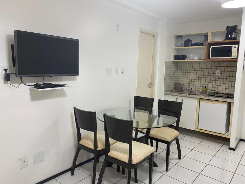 Kuchyň nebo kuchyňský kout v ubytování Gran Lençóis Flat Residence