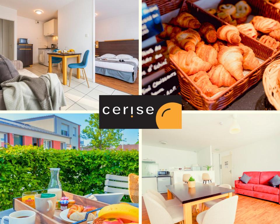 a collage of photos of a house with bread at Cerise Nantes Atlantis in Saint-Herblain