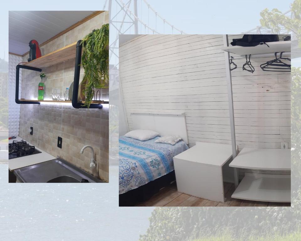 Giường trong phòng chung tại TownhouseFloripa II Praia do Moçambique-RioVermelho