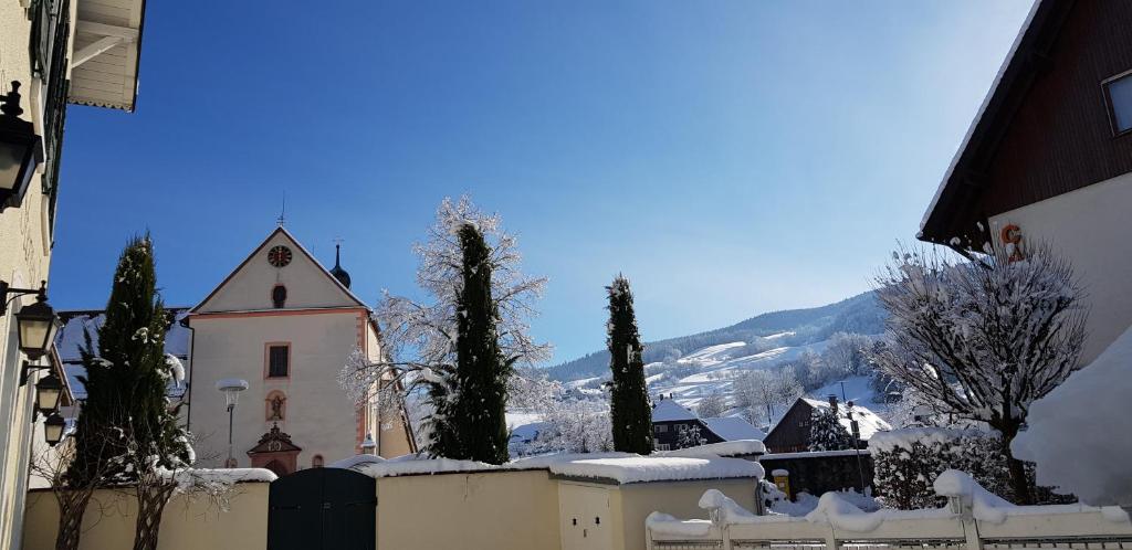 Nespecifikovaný výhled na hory nebo výhled na hory při pohledu z penzionu – hostince