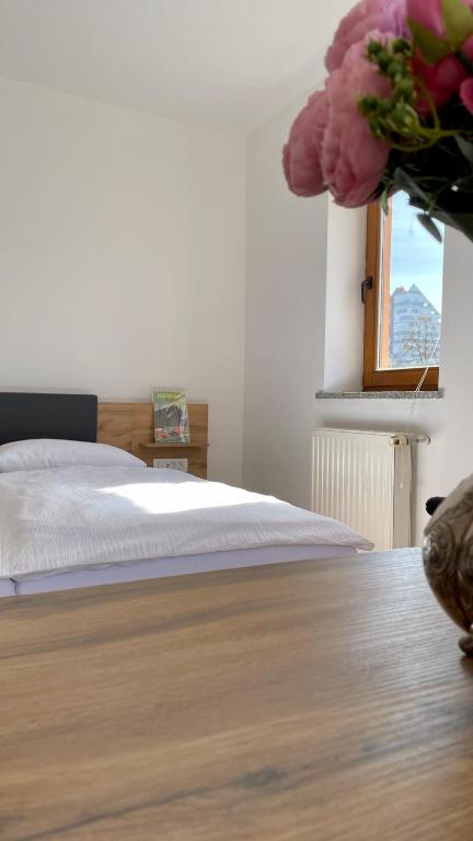 Postel nebo postele na pokoji v ubytování Apartments Katrca Bežigrad