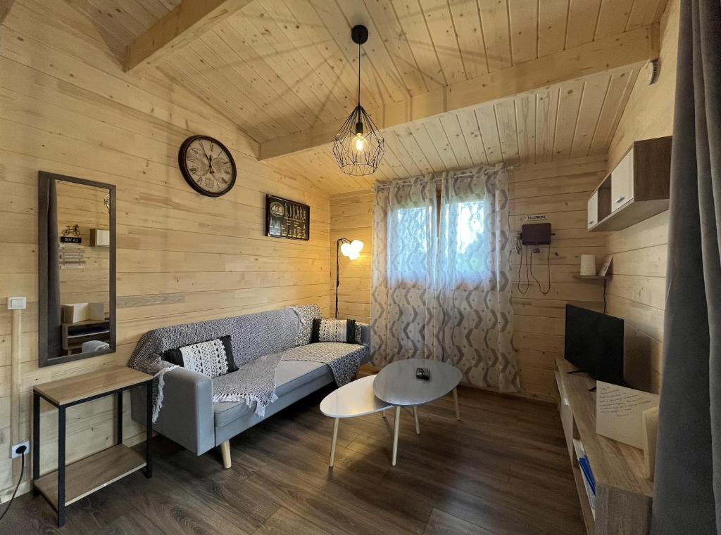 Televízia a/alebo spoločenská miestnosť v ubytovaní Chalet "L'aventure" calme et verdoyant - 6 pers