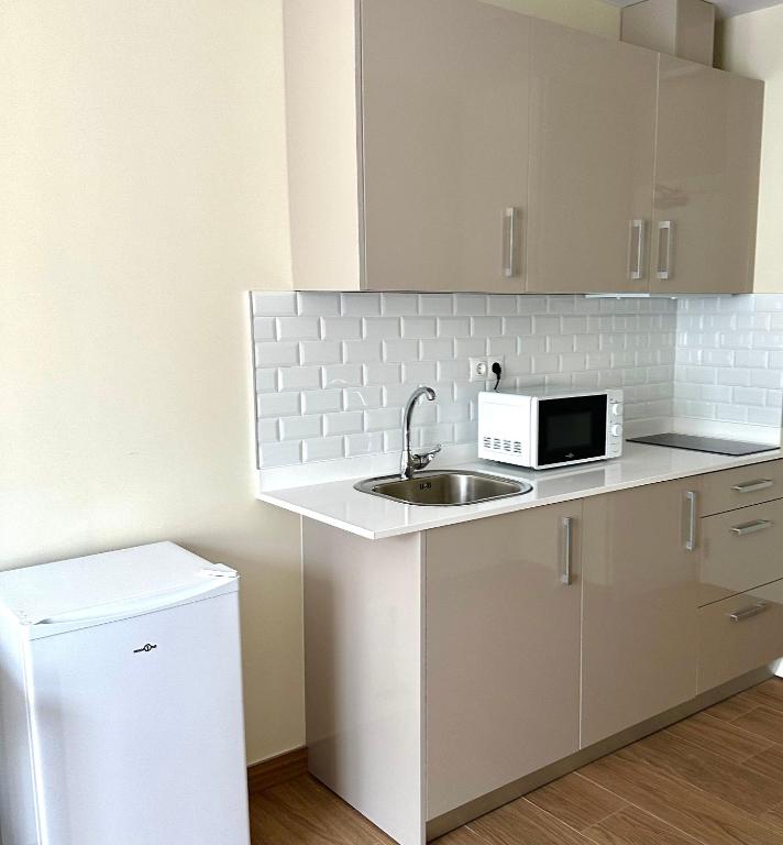 Kuchyň nebo kuchyňský kout v ubytování Apartahotel Golden Alcalá