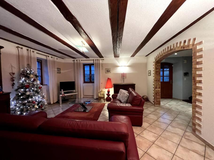 Televízia a/alebo spoločenská miestnosť v ubytovaní Gîte La maison de Jules