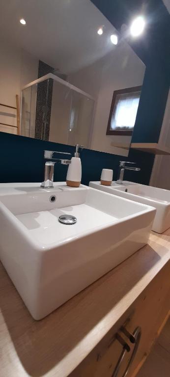Koupelna v ubytování Chalet de l'Ours Brun, gîte 3 étoiles