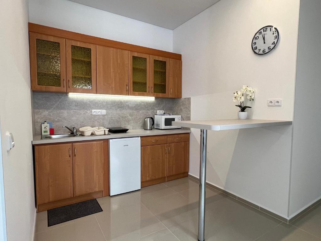 Kuchyň nebo kuchyňský kout v ubytování Madonna Apartments