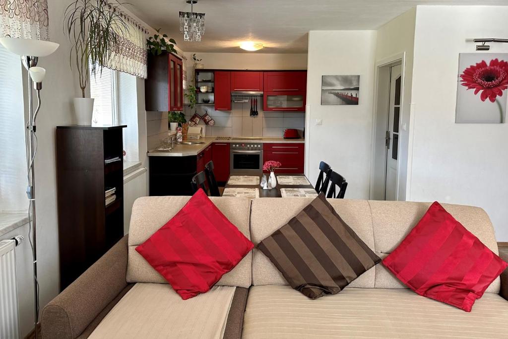 Kuchyň nebo kuchyňský kout v ubytování Apartment Boroví