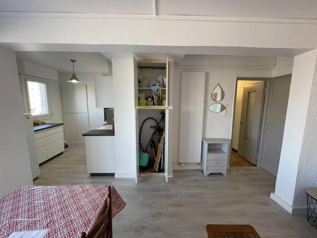Kuchnia lub aneks kuchenny w obiekcie T2 cabine rénové, animaux admis, parking sécurisé, proche plage et port - Saint-Cyprien - FR-1-106-69