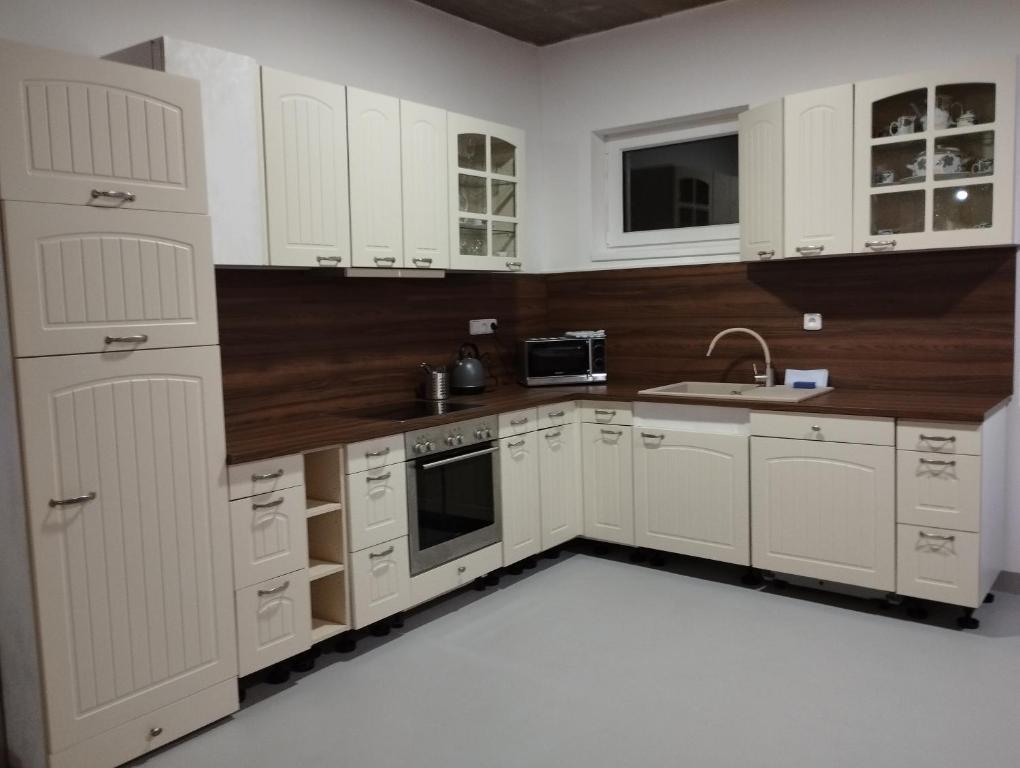 Kuchyň nebo kuchyňský kout v ubytování Apartmány Svatá