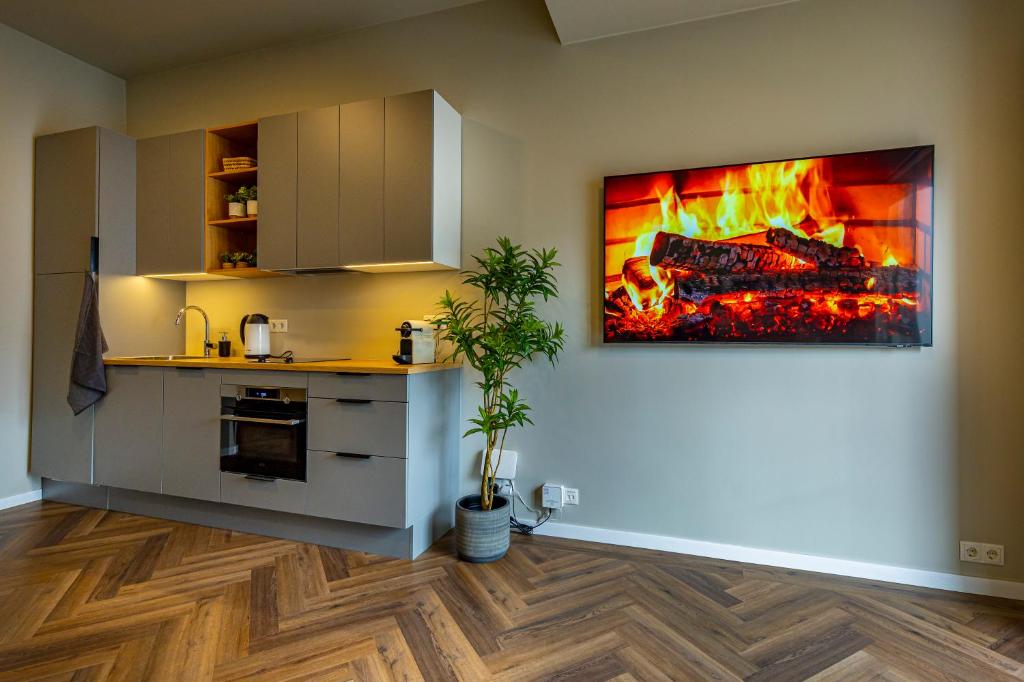 Kuchyň nebo kuchyňský kout v ubytování Iceland SJF Apartments - 401