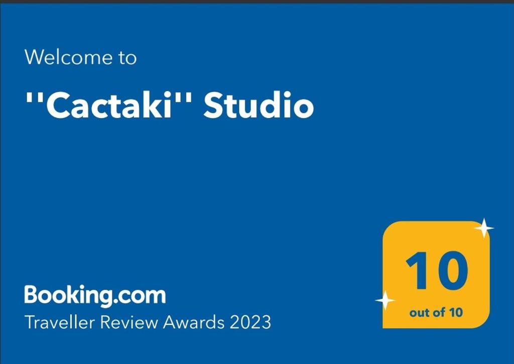 Certifikát, hodnocení, plakát nebo jiný dokument vystavený v ubytování ''Cactaki'' Studio