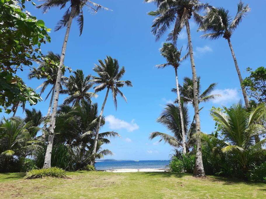 a group of palm trees on the beach at Sunset Beach House Siargao Sta Fe, General Luna in General Luna