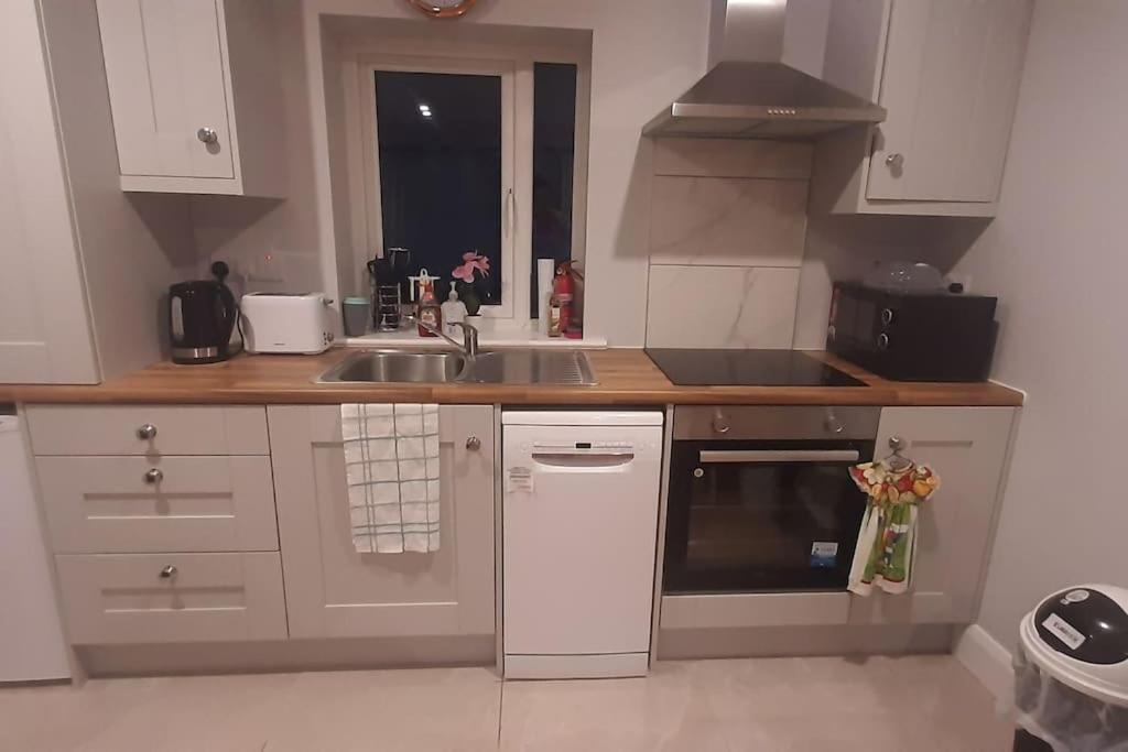 a kitchen with a sink and a stove top oven at Swan Studio Haven in Lisdoonvarna