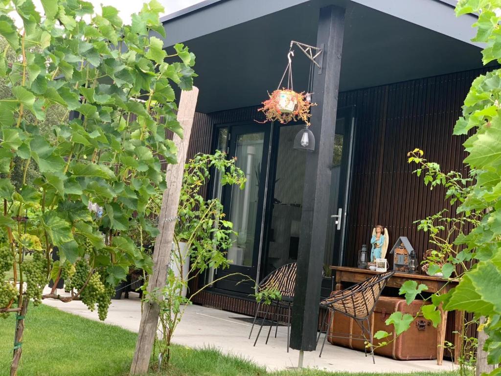 un porche delantero de una casa con mesa y sillas en Life Contains Beautiful Things, en Almere