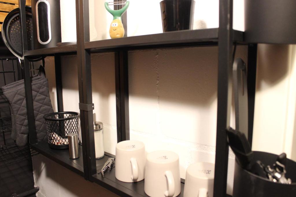 Kuchyň nebo kuchyňský kout v ubytování KLEINE SOUTERRAIN WOHNUNG NÄHE HAMBURG