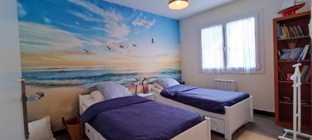 Posteľ alebo postele v izbe v ubytovaní Baleiniers - Maison 6 pers - prox mer - Les sables