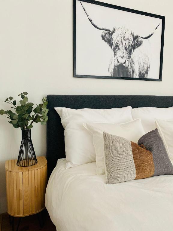 Postel nebo postele na pokoji v ubytování Apartment Traumblick Berggipfel