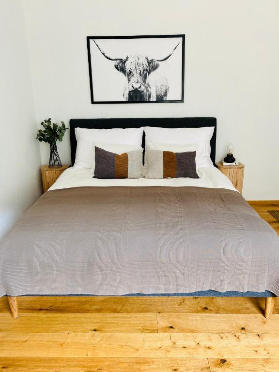 Postel nebo postele na pokoji v ubytování Apartment Traumblick Berggipfel