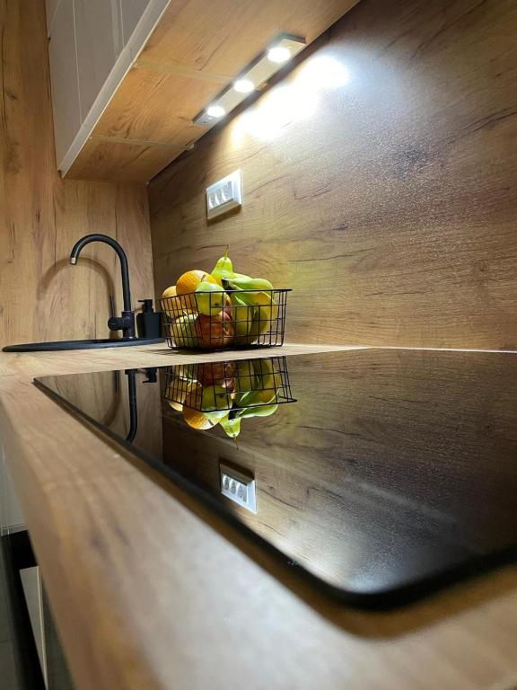 Kuchyň nebo kuchyňský kout v ubytování Apartment Olyntha