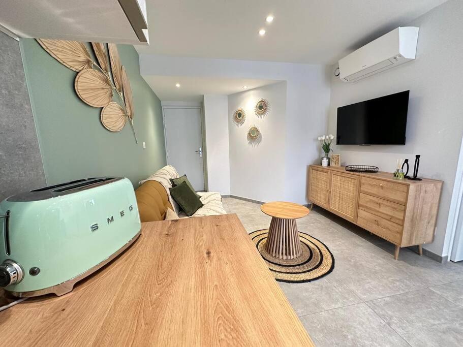 Televízia a/alebo spoločenská miestnosť v ubytovaní magnifique T3 bord de mer garage privé classé 3 étoiles