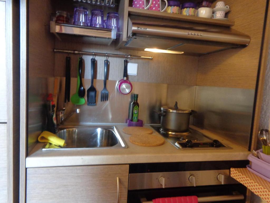 Kuchyň nebo kuchyňský kout v ubytování Angela Hotel
