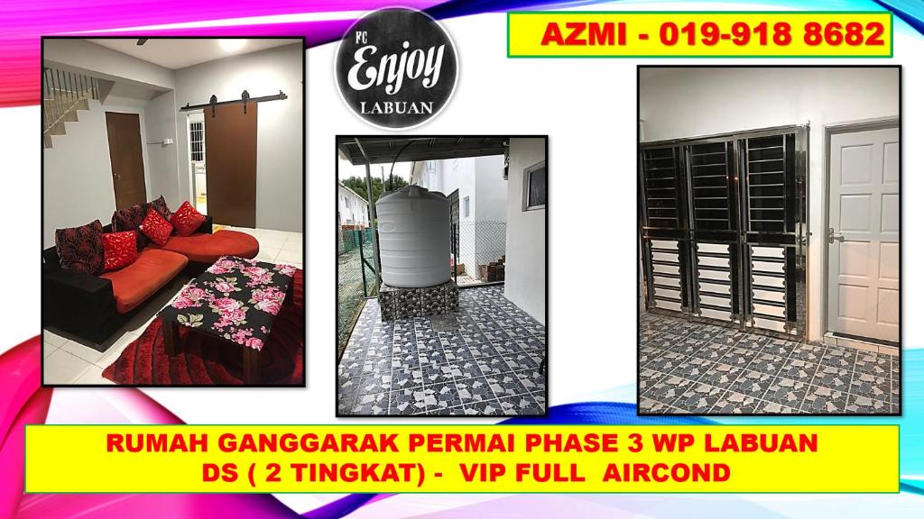a collage of photos of a living room and a house at GANGGARAK PERMAI 2 TINGKAT VVIP LABUAN in Labuan