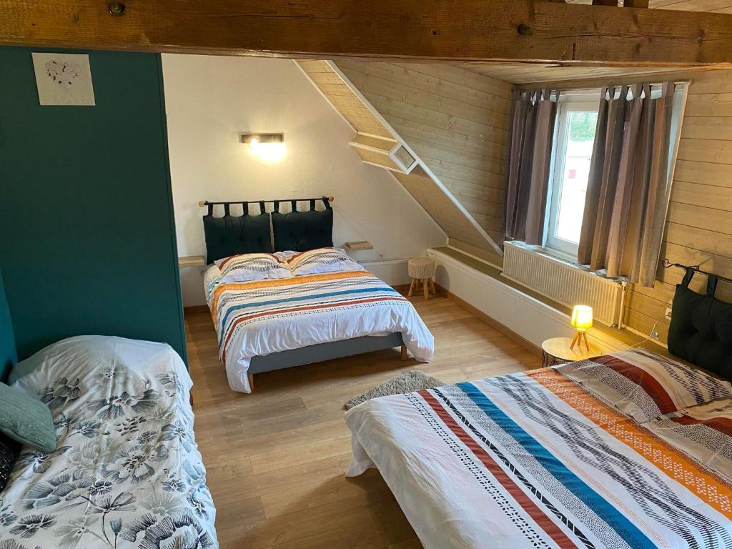 Postel nebo postele na pokoji v ubytování Chambres dhotes a la ferme