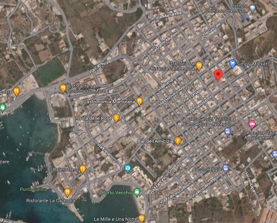 a map of a city with highlighted attractions at LechicchediLampedusa in Lampedusa