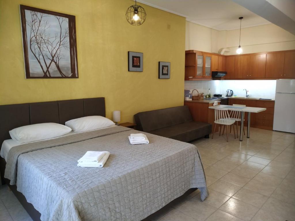 A kitchen or kitchenette at OSCAR STUDIO KALAMATA city centre