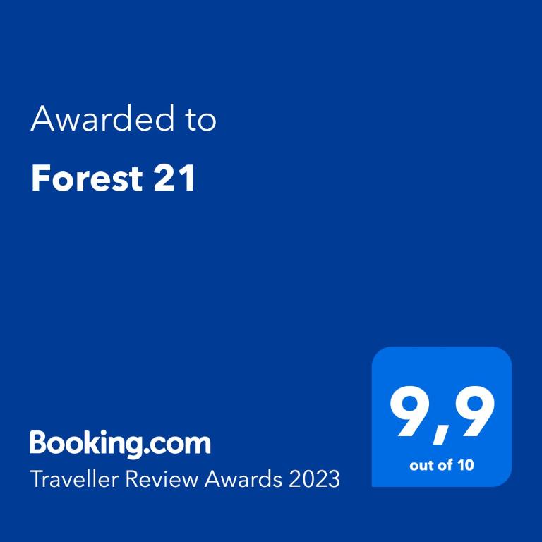 Certifikát, ocenenie alebo iný dokument vystavený v ubytovaní Forest 21 by Housine