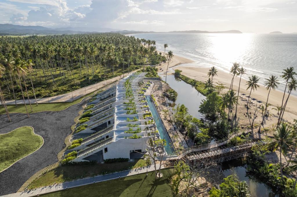 an aerial view of the resort and the beach at The Hotel Elizabeth Resort and Villas - Long Beach San Vicente Palawan in San Vicente