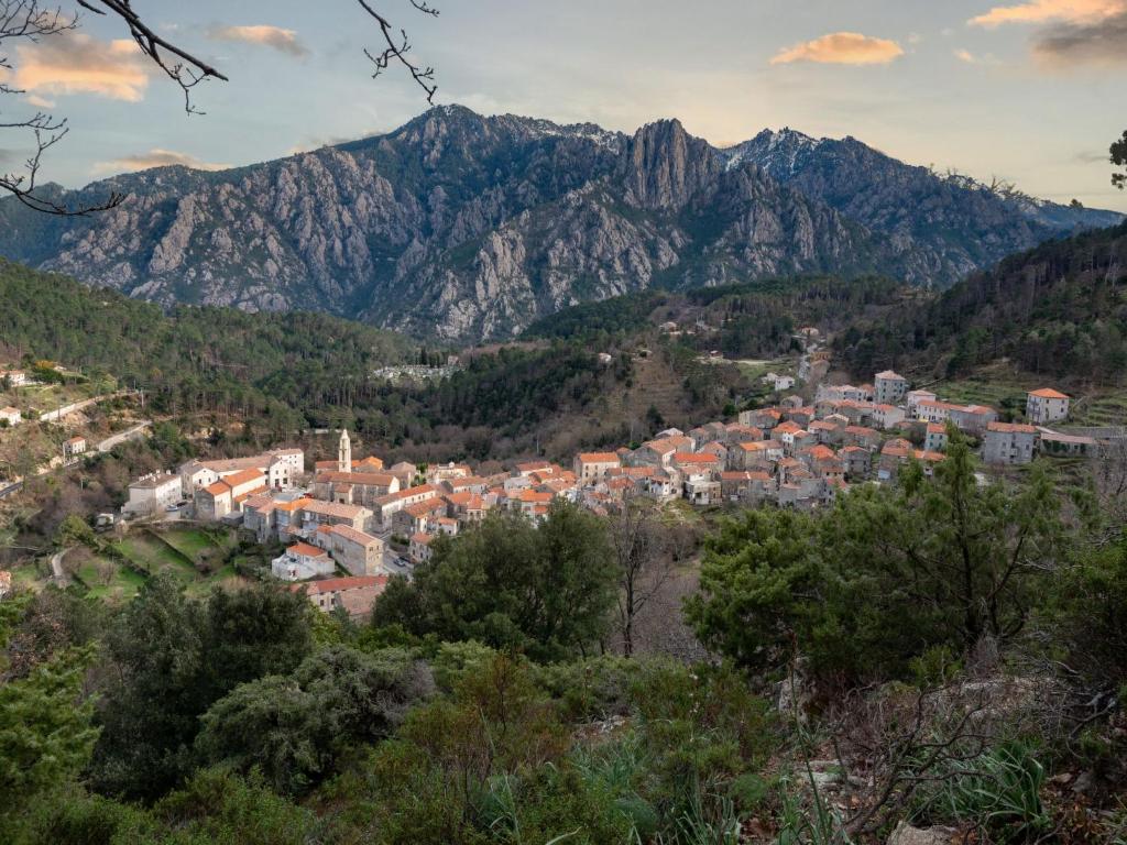 a view of a town in the mountains at Apartment Migone de Sampolo - GHI306 by Interhome in Ghisoni