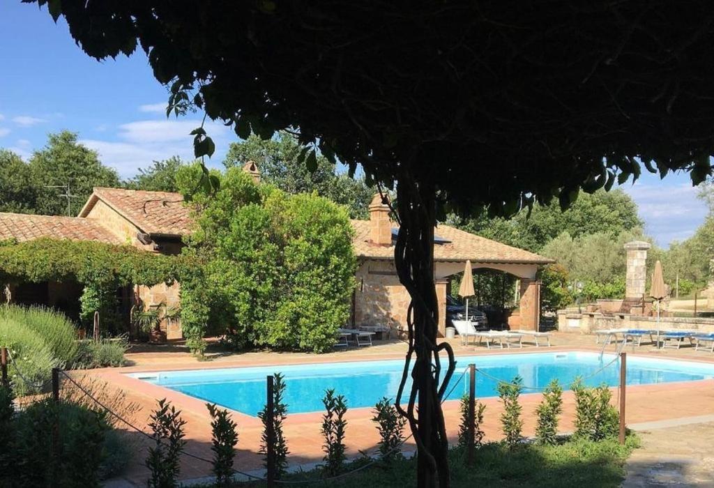 una piscina di fronte a una casa di Villa Vacasio Bio-Eco a Pitigliano