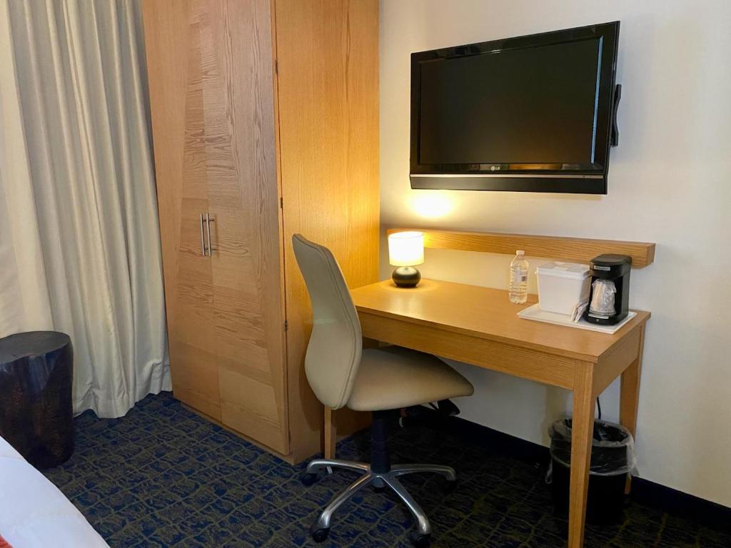 TV a/nebo společenská místnost v ubytování Ficus Hotel