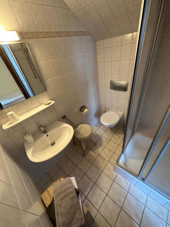 Koupelna v ubytování Hotel Almenrausch