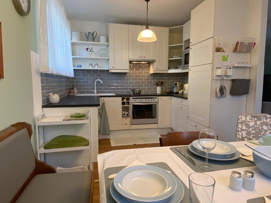 Een keuken of kitchenette bij Christl - Apartment mit Garten und Pool zur Mitbenutzung