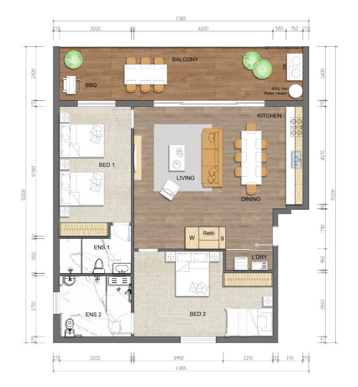 Půdorys ubytování Lake View Suites Jindabyne