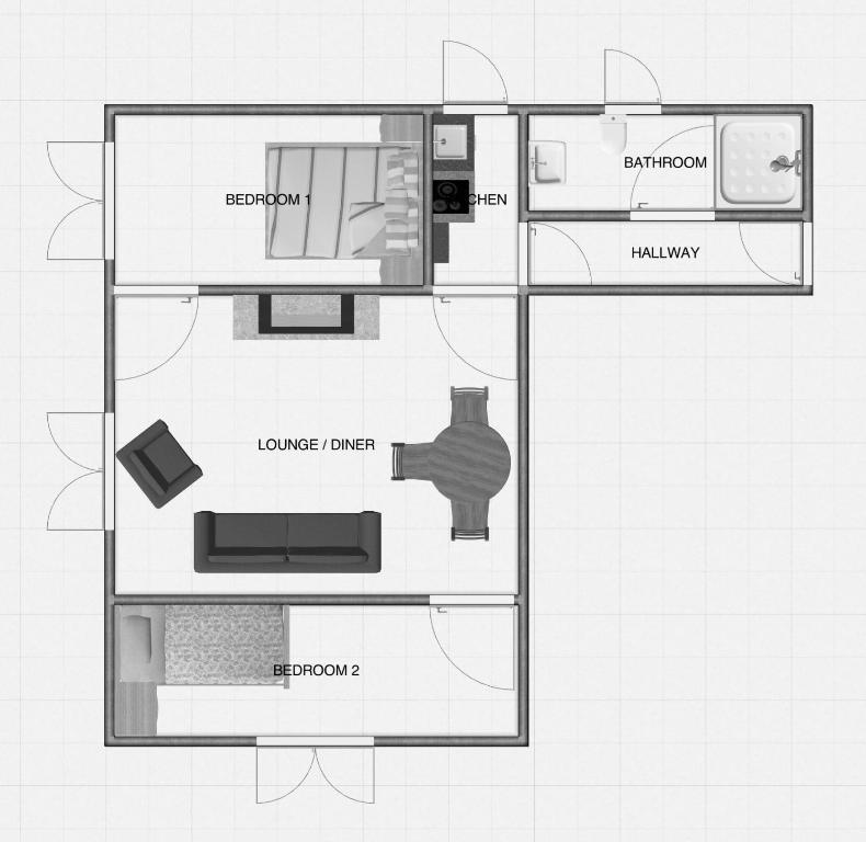 a drawing of a floor plan of a house at Beachglass in Lynton