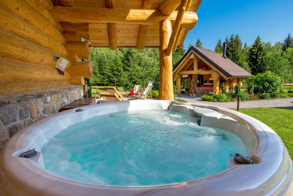 Bazén v ubytování KRALJICA ŠUME - Divjake Log Home nebo v jeho okolí