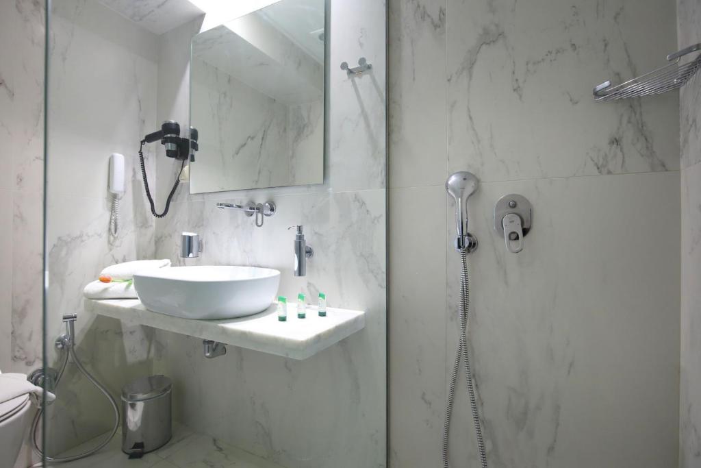 Koupelna v ubytování Hotel Lefkas