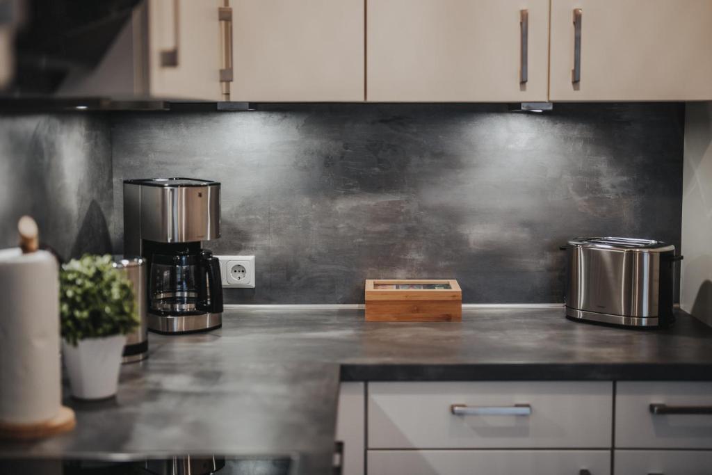Kuchyň nebo kuchyňský kout v ubytování Ferienwohnung Weidenblick