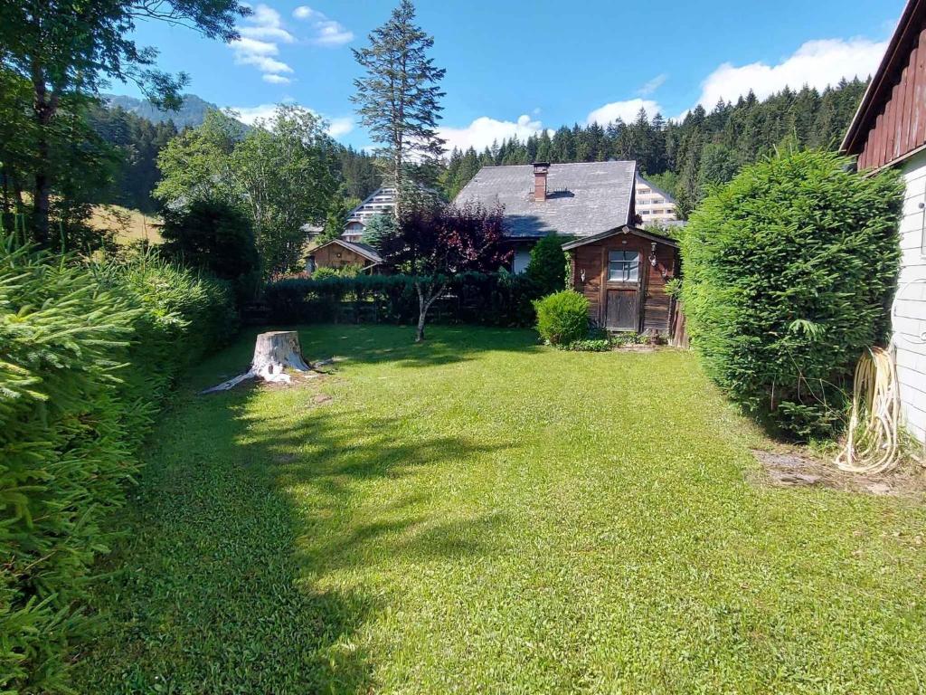 a yard with a house and a house with a tree at Holiday home in Bad Mitterndorf - Steiermark 41125 in Bad Mitterndorf