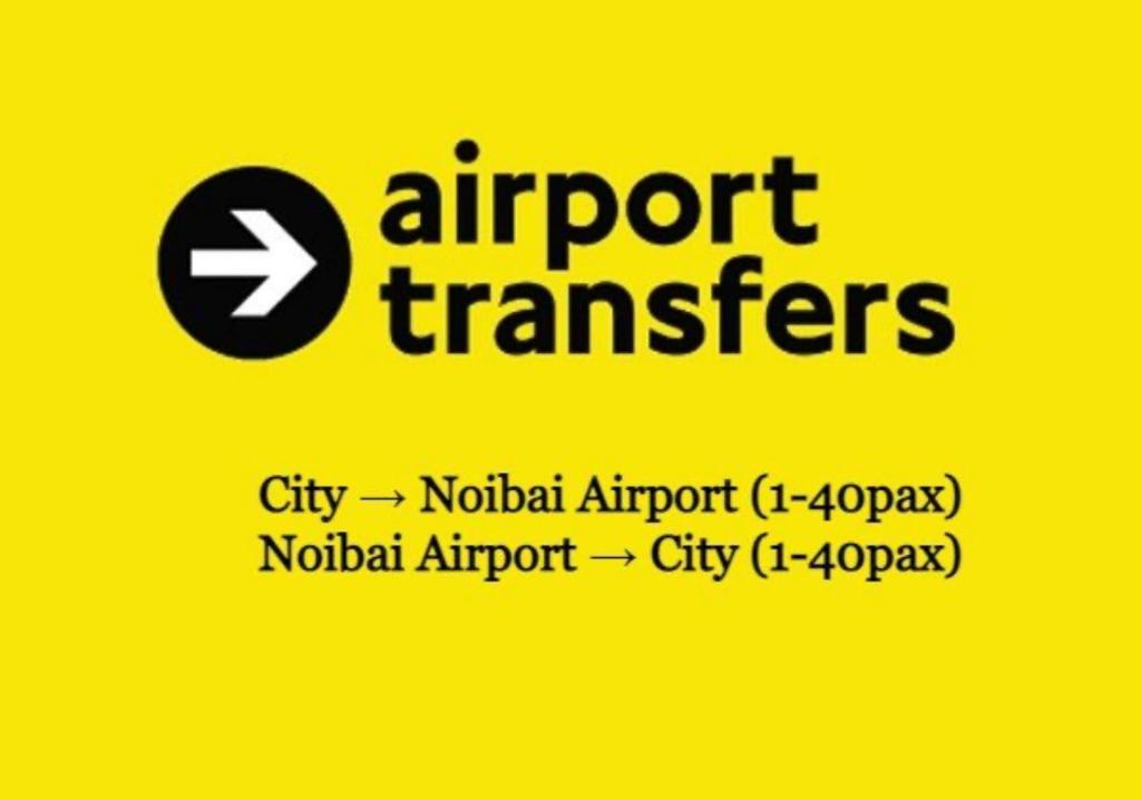 a yellow sign with the words airport transfers at Hi-Home - City view apartment in HongKong Tower in Hanoi