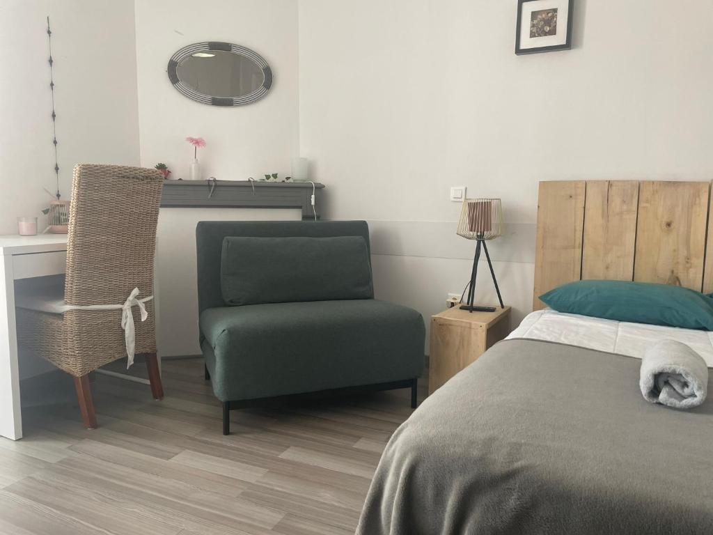 Postel nebo postele na pokoji v ubytování Gîte:"sur le chemin"