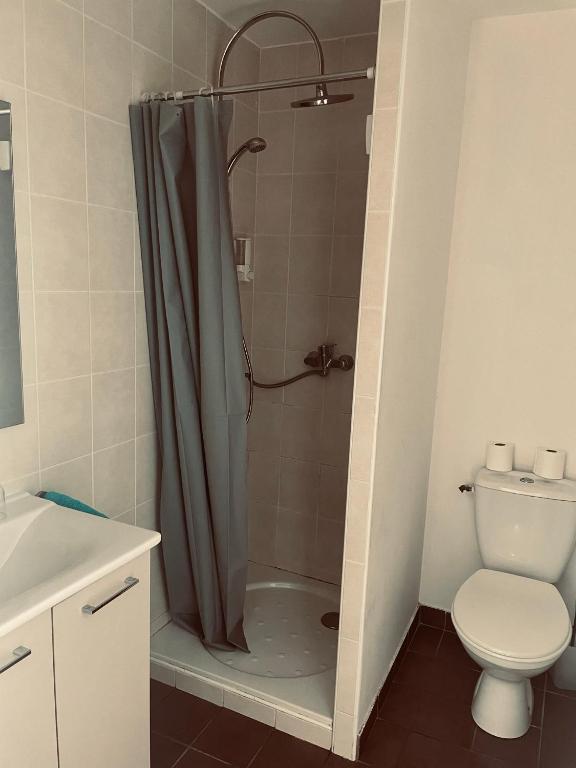 Koupelna v ubytování Gîte:"sur le chemin"