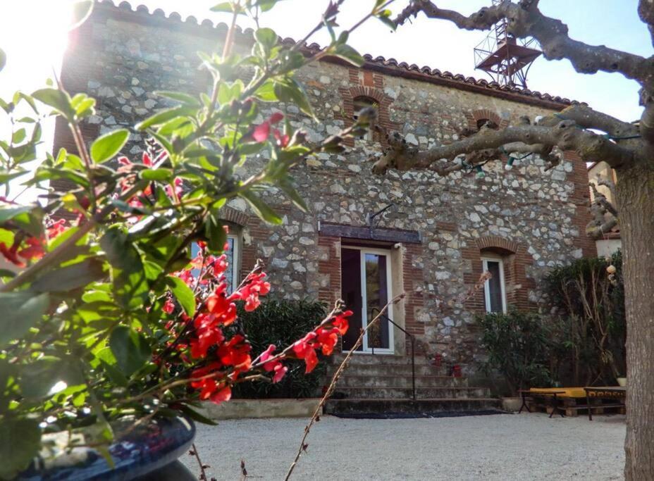 kamienny dom z drzewem przed nim w obiekcie La maison des vendangeurs w mieście Canet-en-Roussillon