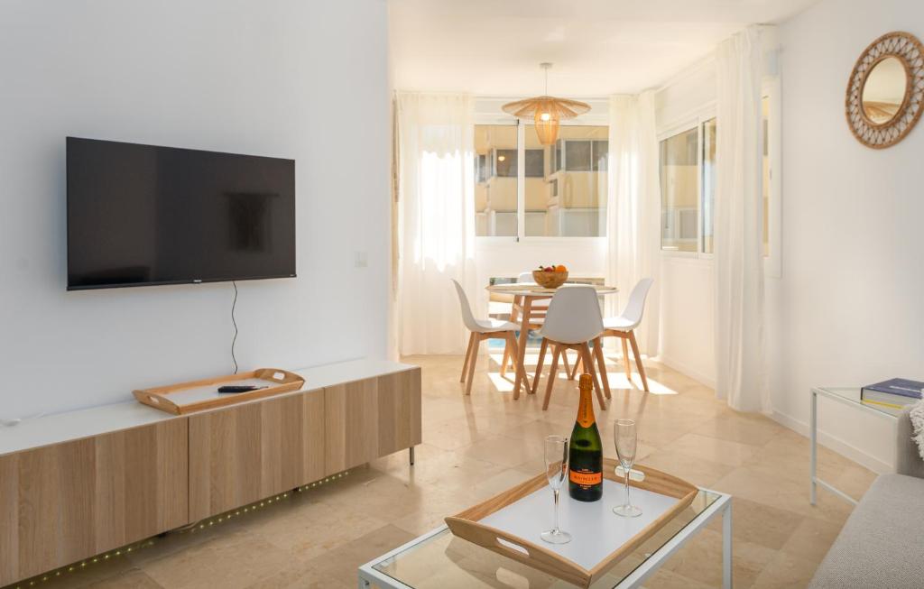 TV a/nebo společenská místnost v ubytování Appartement en front de mer